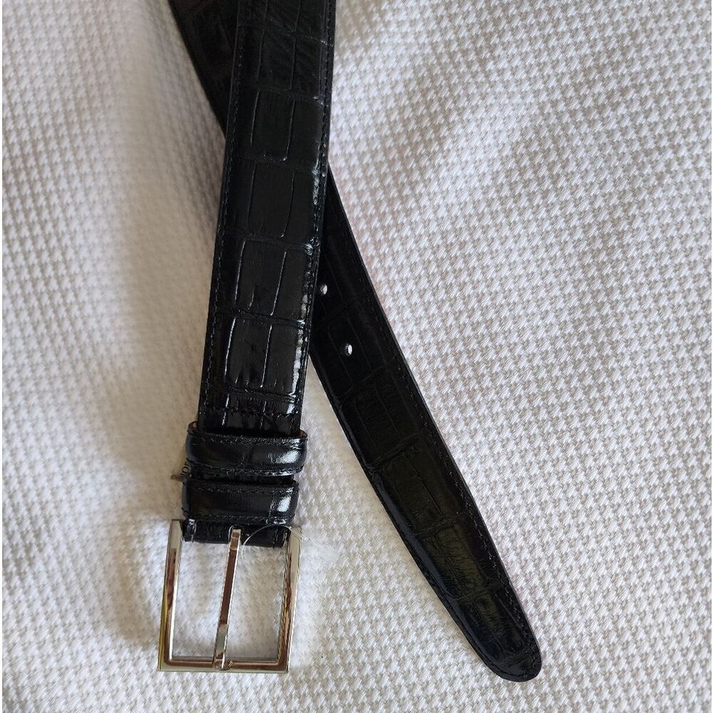 Martin Dingman Black Crocodile-Pattern Belt